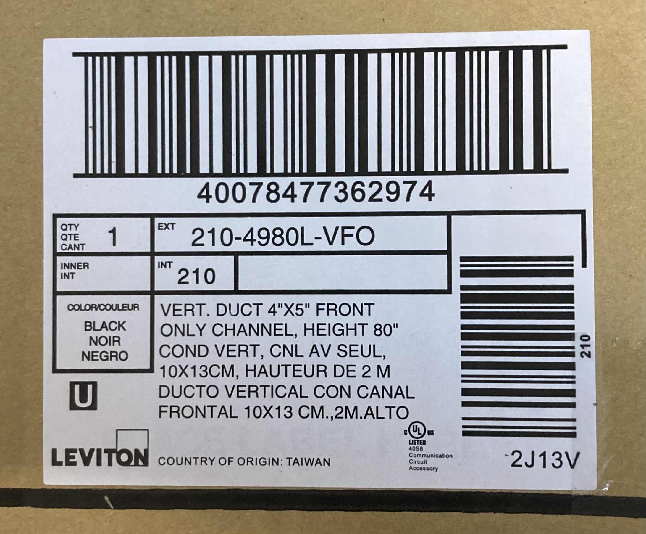 Photo 1 of LEVITON VERT DUCT FRONT ONLY CHANNEL MODEL 4980L-VFO 5” X 4” H80”