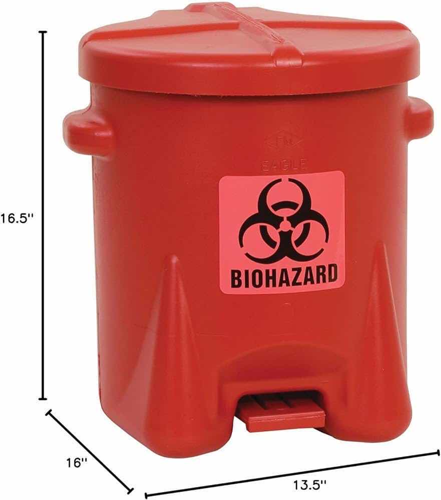 Photo 1 of EAGLE PLASTIC BIOHAZARD FOOT OPERATED 6G TRASH CAN 943BIO