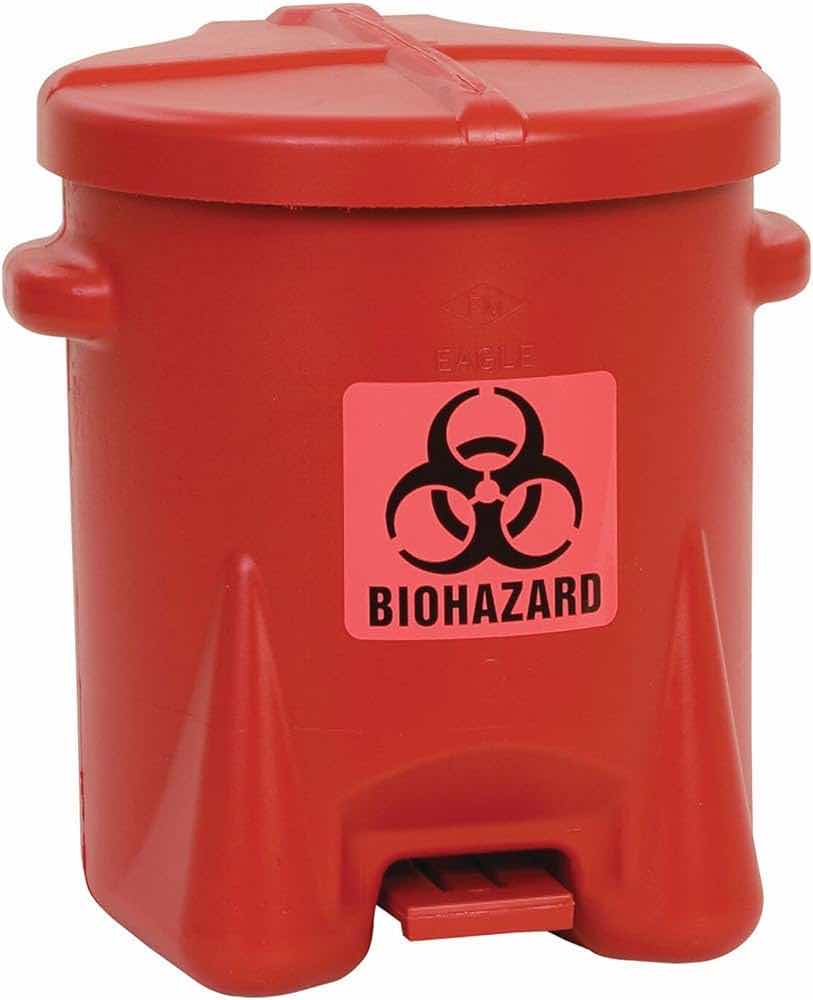 Photo 1 of EAGLE PLASTIC BIOHAZARD FOOT OPERATED 6G TRASH CAN 943BIO