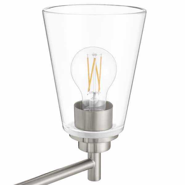 Photo 1 of HAMPTON BAY 48.5” WAKEFIELD BRUSHED NICKEL 6 LIGHT VANITY FIXTURE W CLEAR GLASS SHADES MODEL HB3803-35 48.5” X 6.5” H9.5”