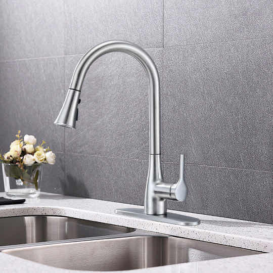 Photo 1 of BIOBIDET FLOW CLASSIC CROME KITCHEN FAUCET W PULL DOWN SPRAYER 10.25” X 16.3”