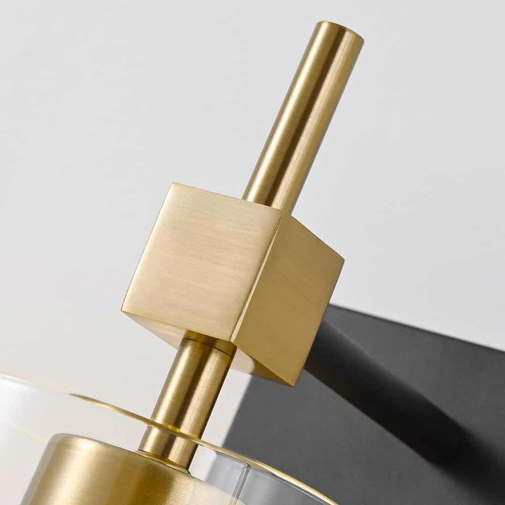 Photo 1 of SOLFART BLACK & GOLD 1 LIGHT BATHROOM VANITY FIXTURE W CLEAR GLASS SHADE