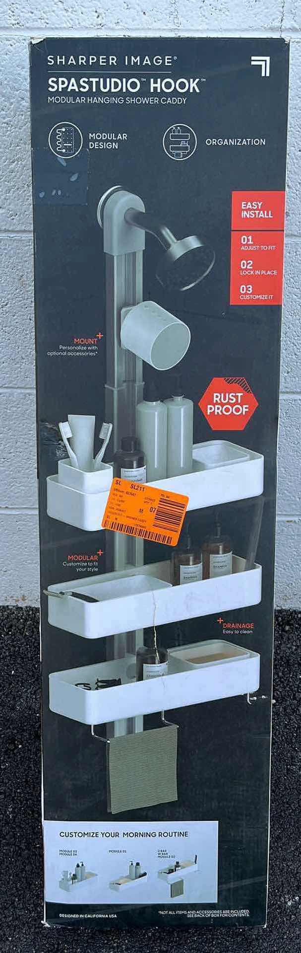 Photo 1 of SHARPER IMAGE SPA STUDIO HOOK MODULAR HANGING 3 TIER WHITE SHOWER CADDY