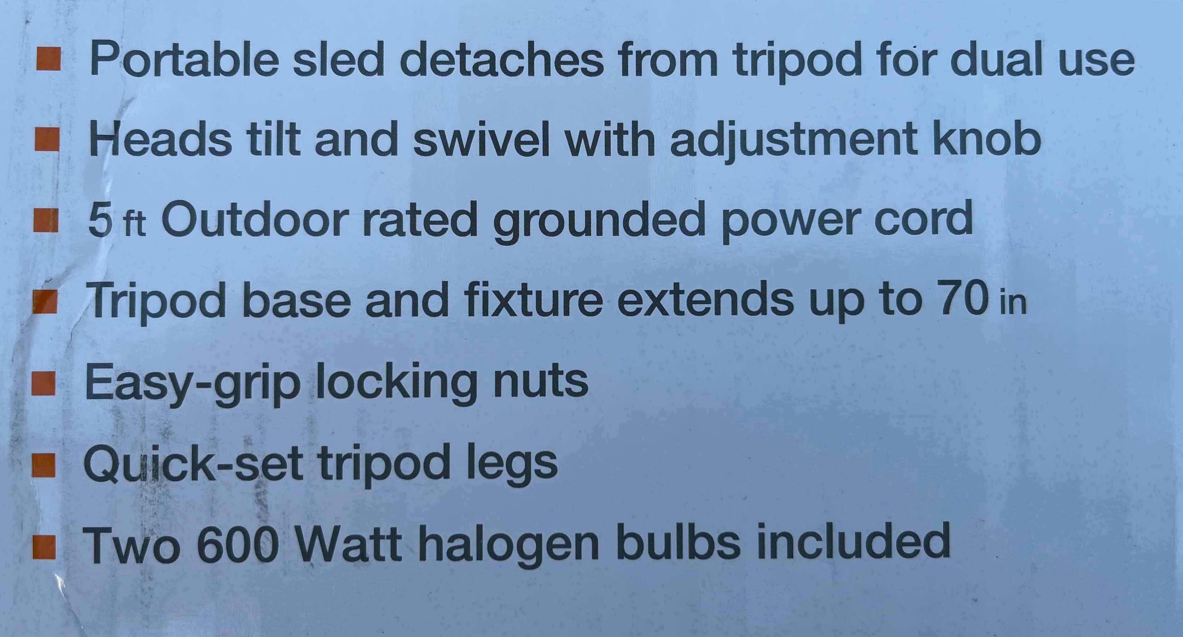 Photo 1 of HDX 1200WATT HALOGEN WORK DUAL WORK LIGHTS W TRIPOD 1004067217