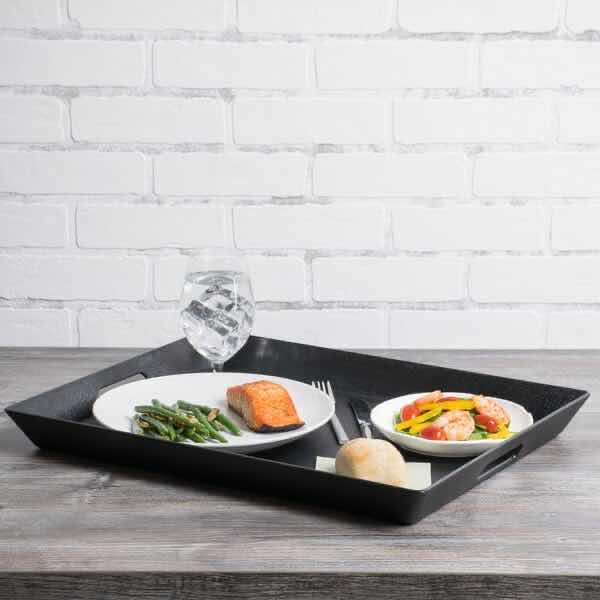 Photo 1 of GET BLACK PLASTIC NON SKID ROOM SERVICE TRAY MODEL RST-1522-BK 20" X 15"
