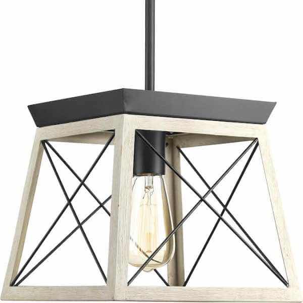 Photo 1 of PROGRESS LIGHTING BRIARWOOD COLLECTION GRAPHITE & BLEACHED OAK MINI PENDANT LIGHT MODEL P500041-143