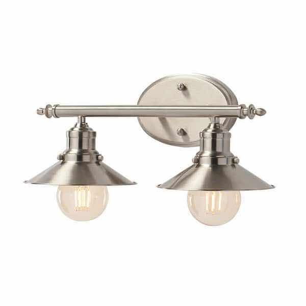 Photo 1 of HAMPTON BAY GLENHURST BRUSH NICKEL FINISH 2 LIGHT VANITY FIXTURE LIGHT 1001 564 507