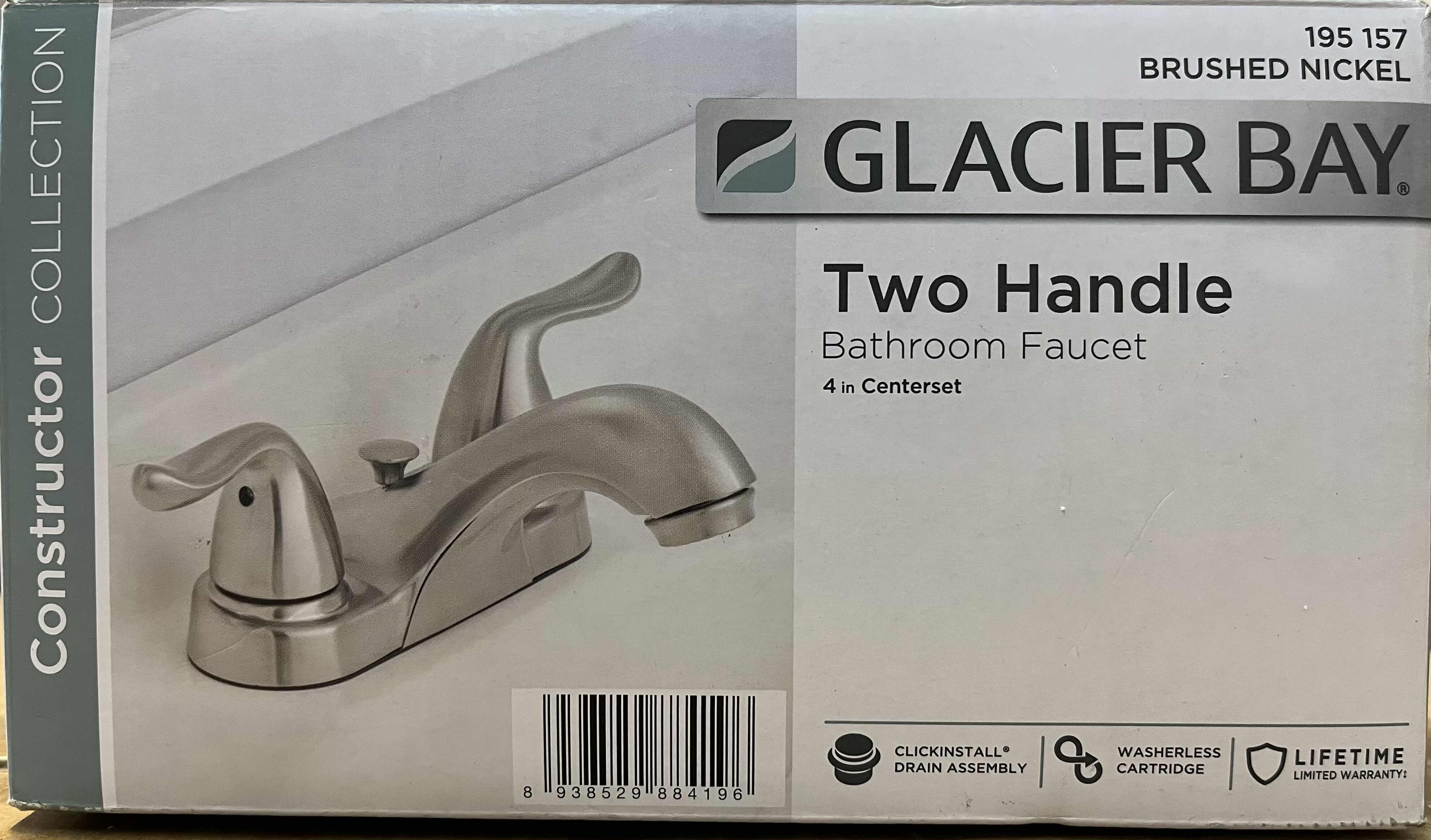 Photo 1 of GLACIER BAY CONSTRUCTOR COLLECTION BRUSHED NICKEL TWO HANDLE BATHROOM FAUCET 195 157