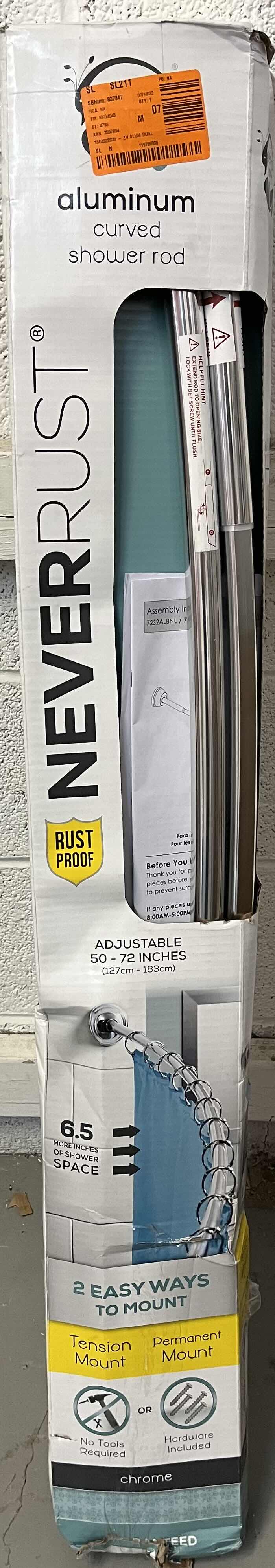 Photo 1 of ZENNA HOME CHROME FINISH DUAL MOUNT NEVER RUST ALUMINUM CURVED SHOWER ROD 50”-72”