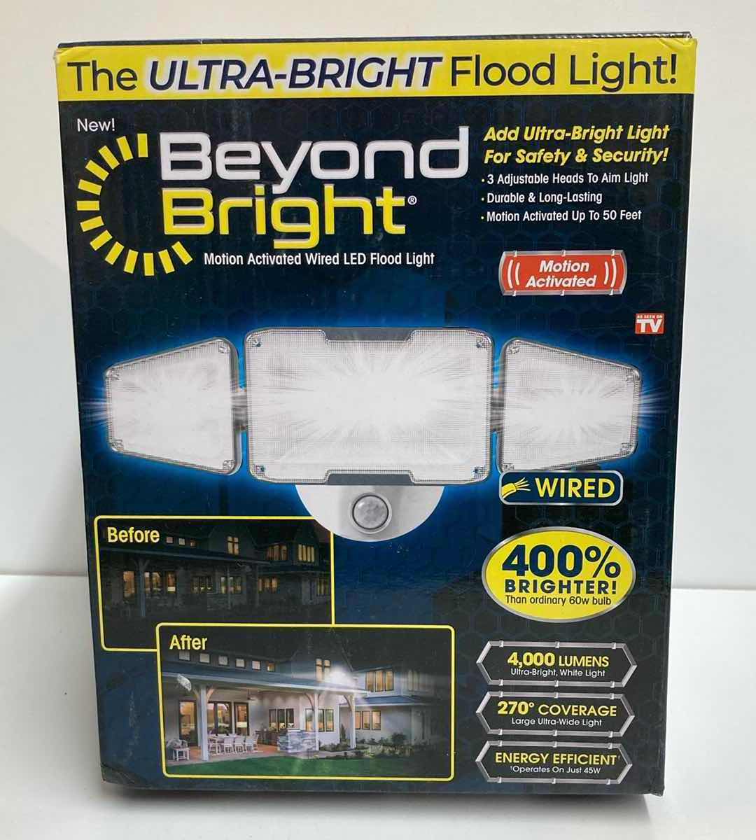Photo 1 of BEYOND BRIGHT MOTION ACTIVATED LED ULTRA-BRIGHT HARDWIRED LANDSCAPE FLOOD LIGHT 4,000 LUMENS