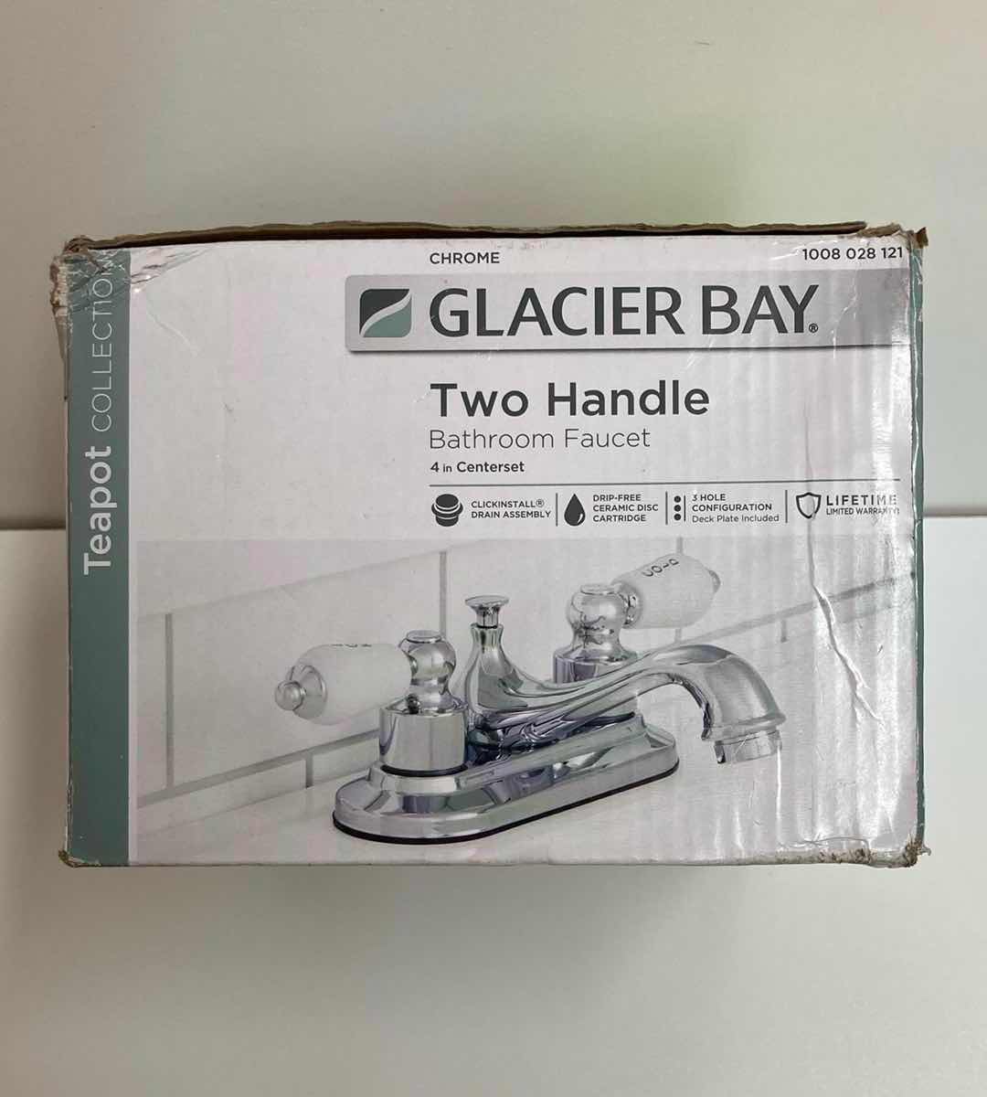 Photo 1 of GLACIER BAY TEAPOT 4” POLISHED CROME CENTERSET TWO HANDLE BATHROOM FAUCET MODEL HD67092W-6301 (READ NOTES)