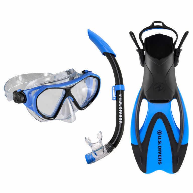Photo 1 of U.S. DIVERS PROFLEX SNORKELING FINS, MASK, & SNORKEL  ADULT SIZE L 5-8