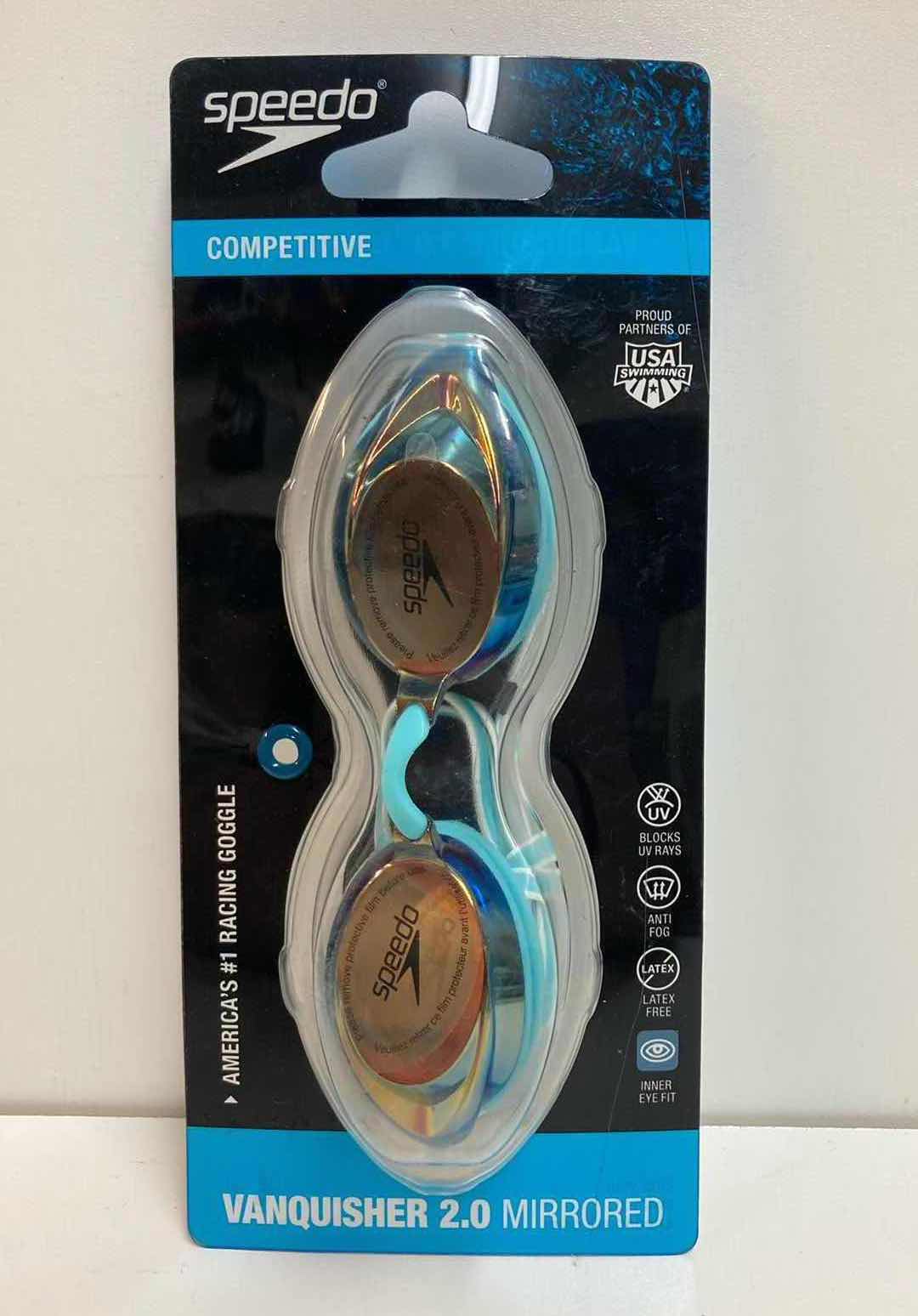 Photo 1 of SPEEDO COMPETITIVE VANQUISHED 2.0 MIRRORED GOGGLES ADULT FIT