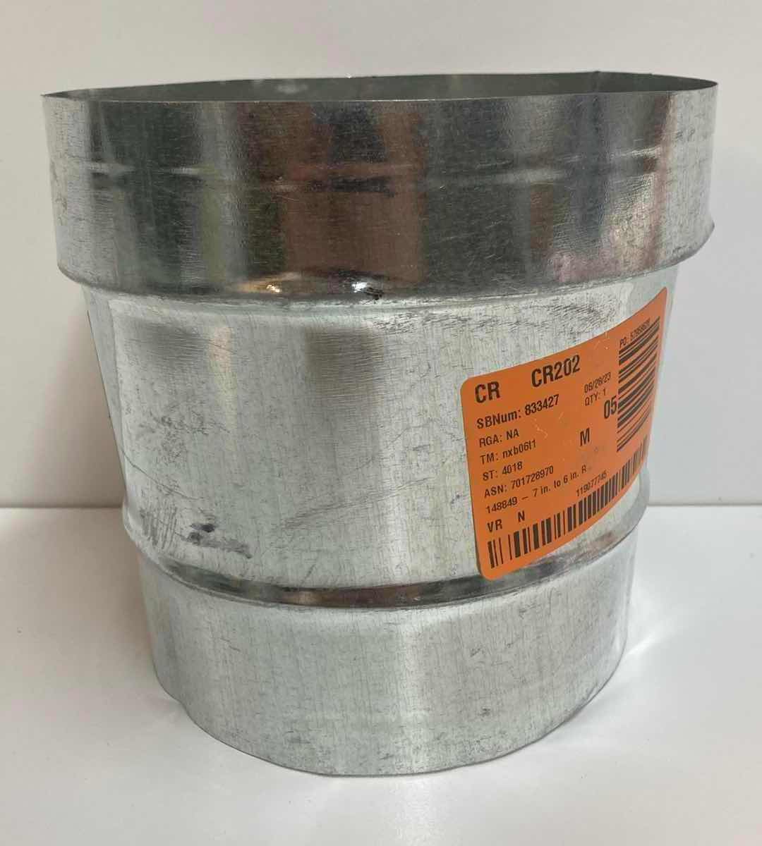 Photo 1 of MASTER FLOW GALVANIZED STEEL DUCT PIPE-ROUND ADJUSTABLE ELBOW 6” 90 DEG, ROUND REDUCER 5”-6”, & ROUND REDUCER 6”-7”