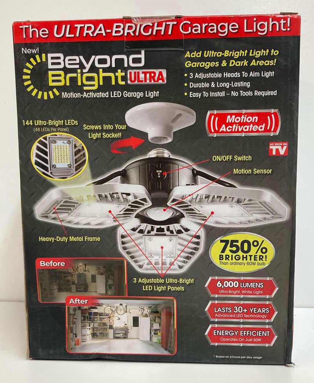 Photo 1 of BEYOND BRIGHT ULTRA MOTION ACTIVATED LED ULTRA-BRIGHT GARAGE LIGHT 6,000 LUMENS