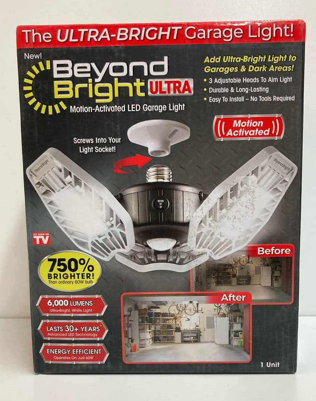 Photo 1 of BEYOND BRIGHT ULTRA MOTION ACTIVATED LED ULTRA-BRIGHT GARAGE LIGHT 6,000 LUMENS