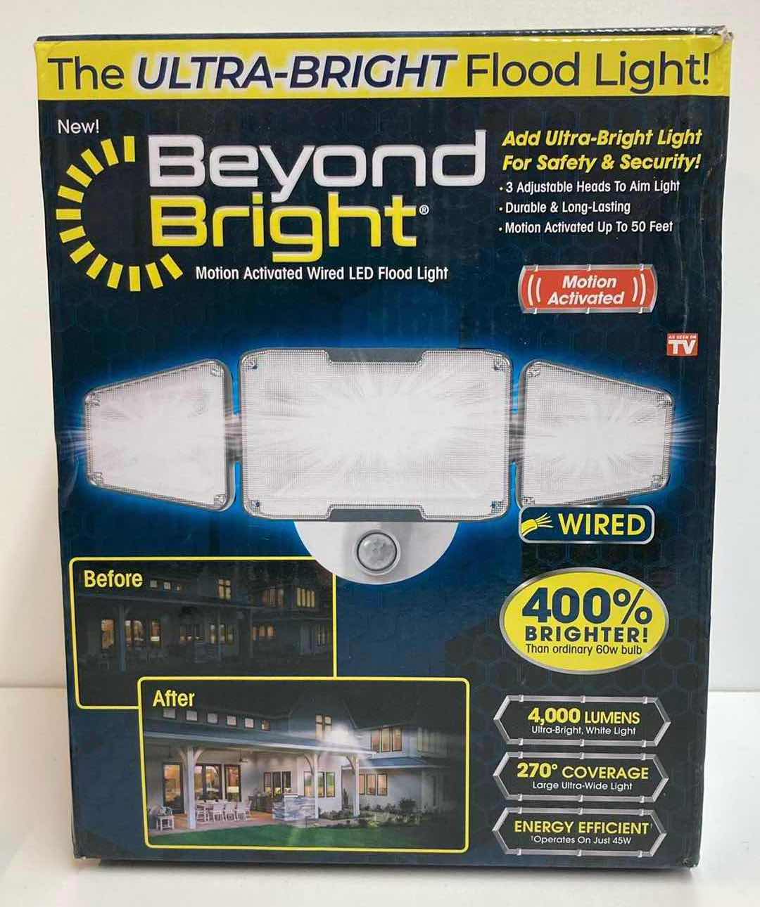 Photo 1 of BEYOND BRIGHT MOTION ACTIVATED LED ULTRA-BRIGHT HARDWIRED LANDSCAPE FLOOD LIGHT 4,000 LUMENS