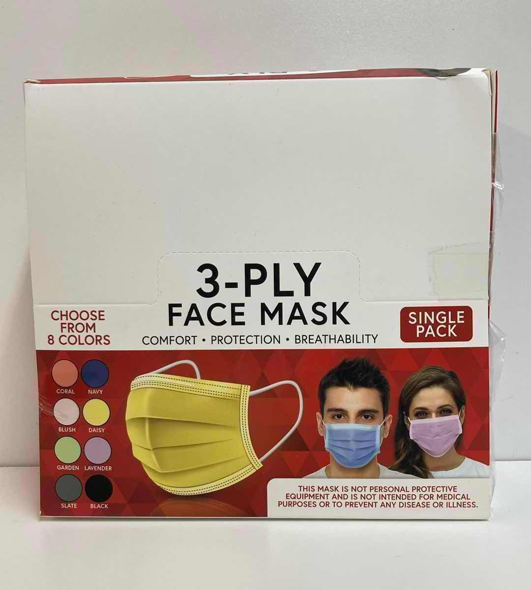 Photo 1 of 3-PLY FACE MASK MULTICOLOR DISPOSABLE MASK (2 SETS OF 80)