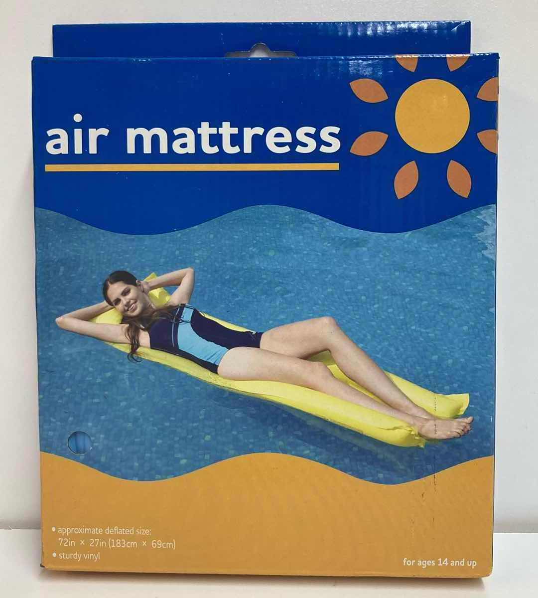 Photo 1 of RITE AID AIR MATTRESS, GLITTER RAINBOW RING & OWL SWIM RING FLOAT