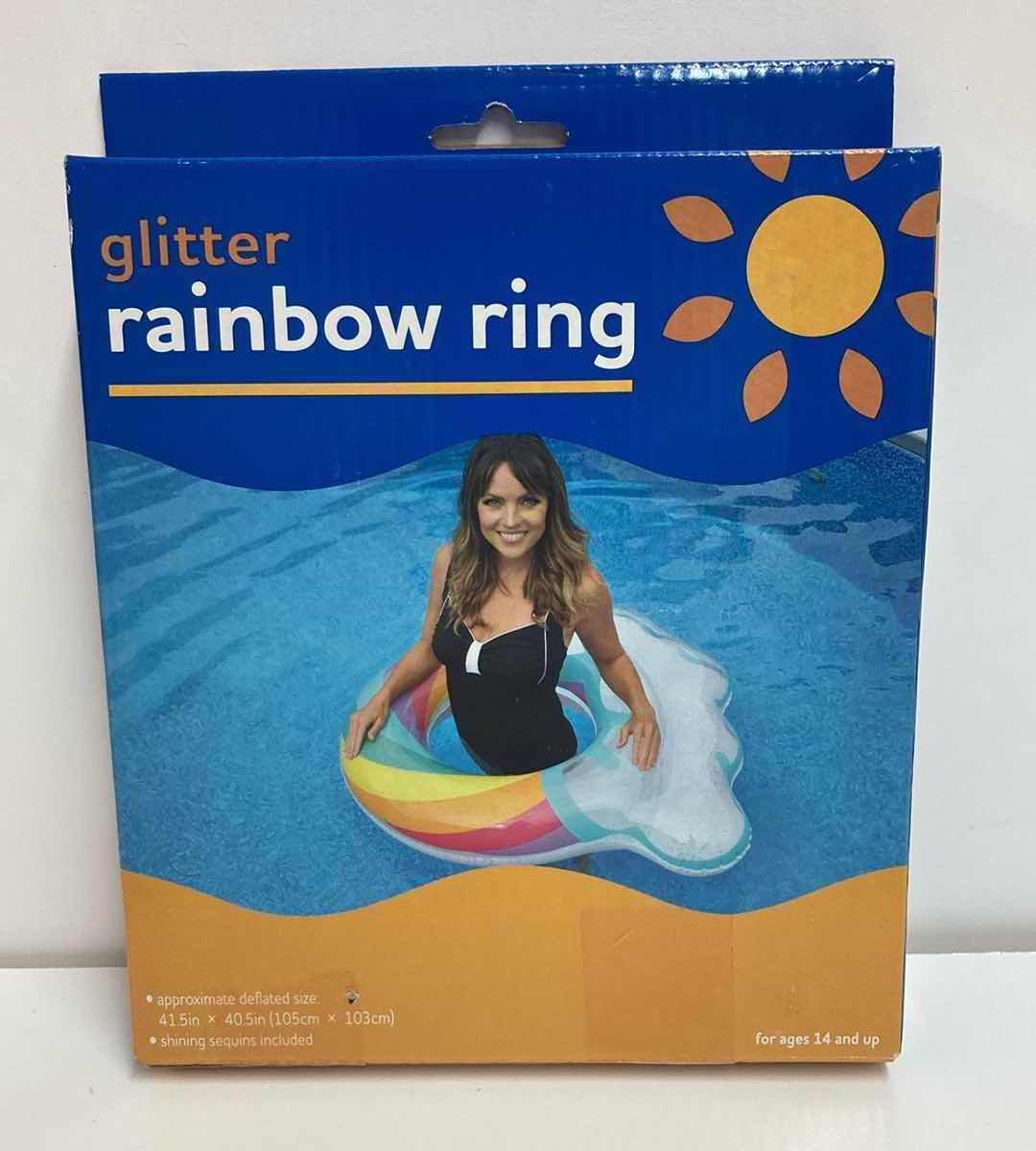 Photo 1 of RITE AID AIR MATTRESS, GLITTER RAINBOW RING & PINEAPPLE DRINK FLOAT