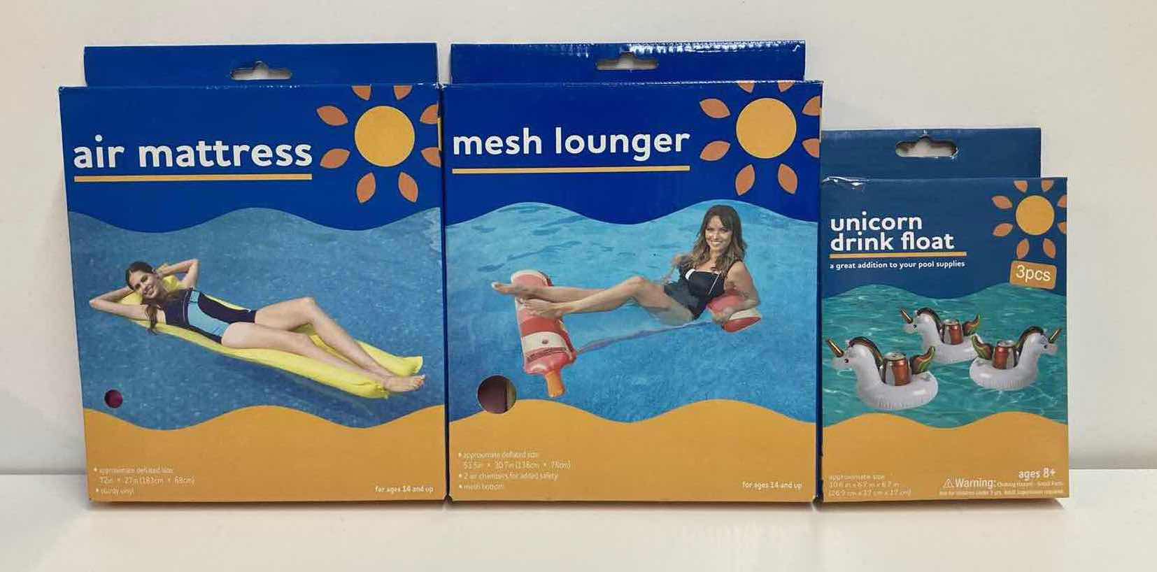 Photo 1 of RITE AID AIR MATTRESS, MESH LOUNGER & UNICORN DRINK FLOAT