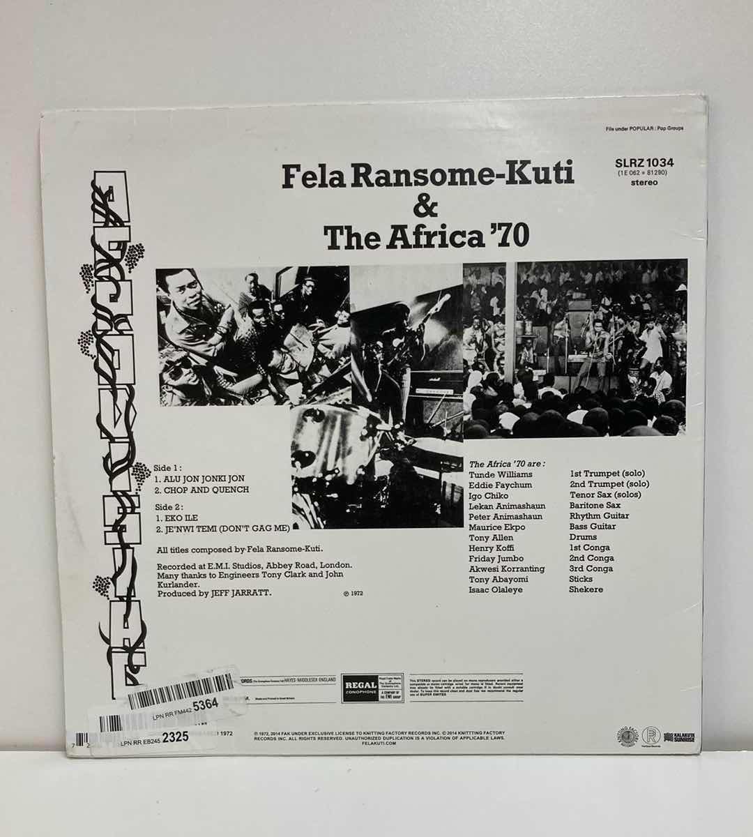 Photo 1 of FELA RANSOME KUTI & THE AFRICA ‘70 VINYL RECORD “AFRODISIAC”