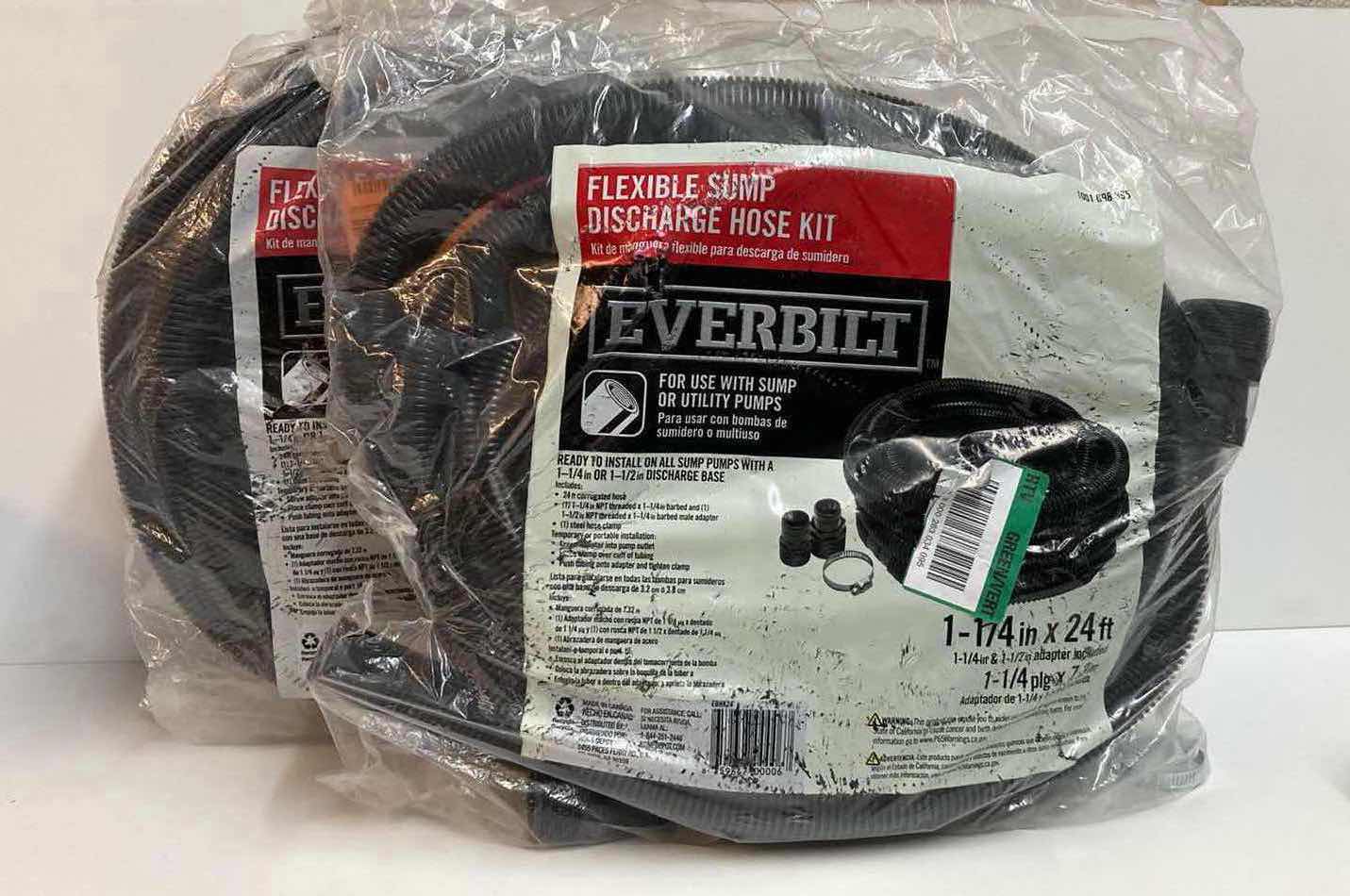 Photo 1 of EVERBILT FLEXIBLE SUMP DISCHARGE HOSE KIT 1-1/4” X 24’ (2)