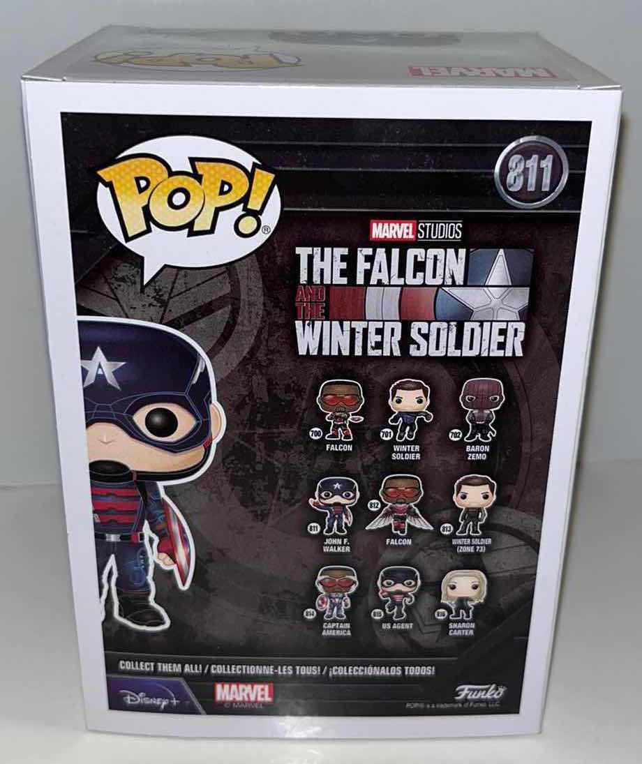 Photo 1 of NIB FUNKO POP MARVEL STUDIOS BOBBLE-HEAD VINYL FIGURE, #811 THE FALCON & THE WINTER SOLDIER JOHN F WALKER (1)