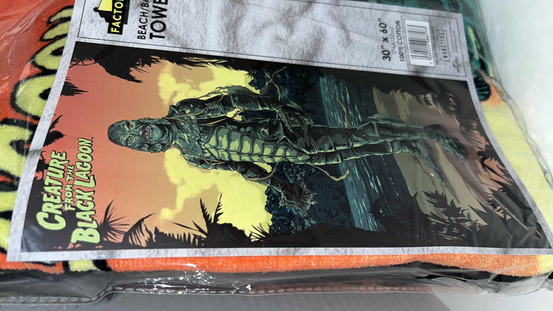 Photo 1 of BRAND NEW FACTORY ENTERTAINMENT MONSTERS 30” X 60” BEACH/BATH TOWEL, CREATURE FROM THE BLACK LAGOON (1)