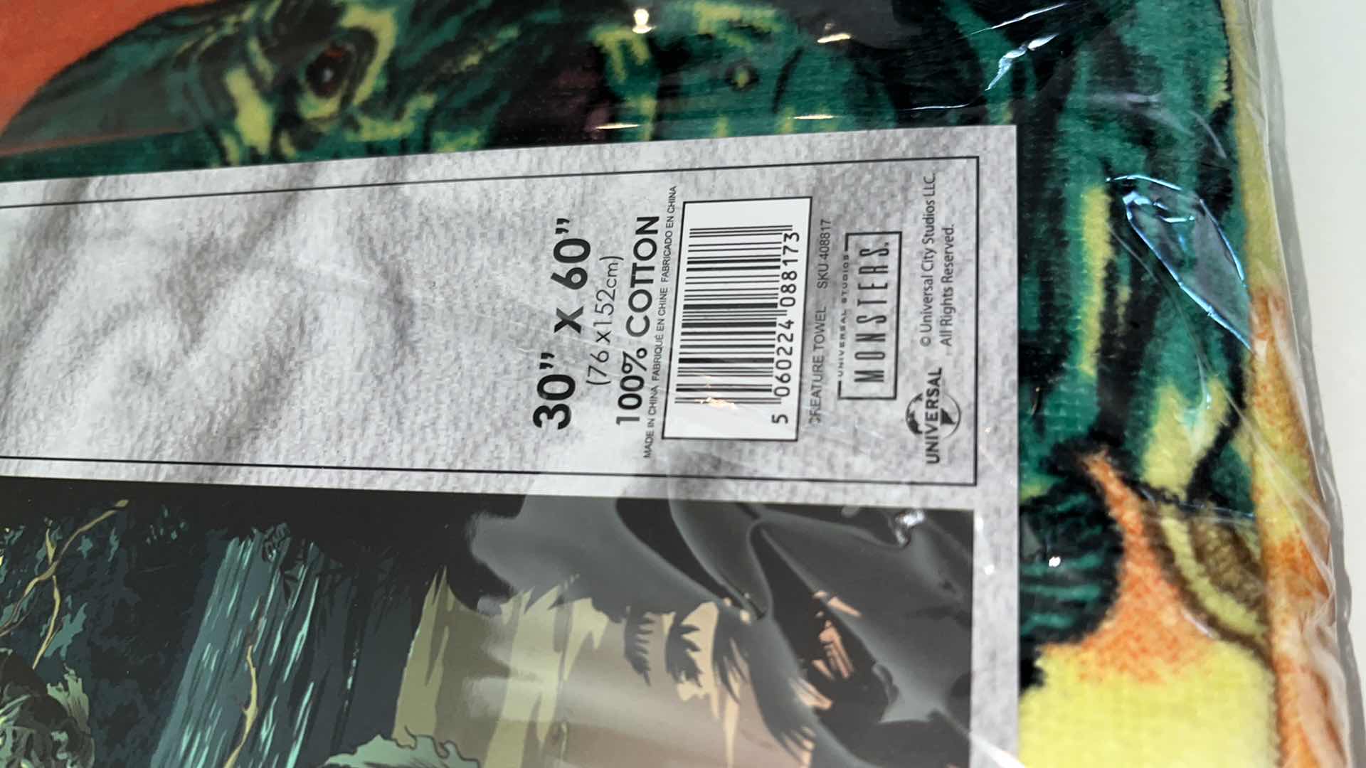 Photo 1 of BRAND NEW FACTORY ENTERTAINMENT MONSTERS 30” X 60” BEACH/BATH TOWEL, CREATURE FROM THE BLACK LAGOON (1)