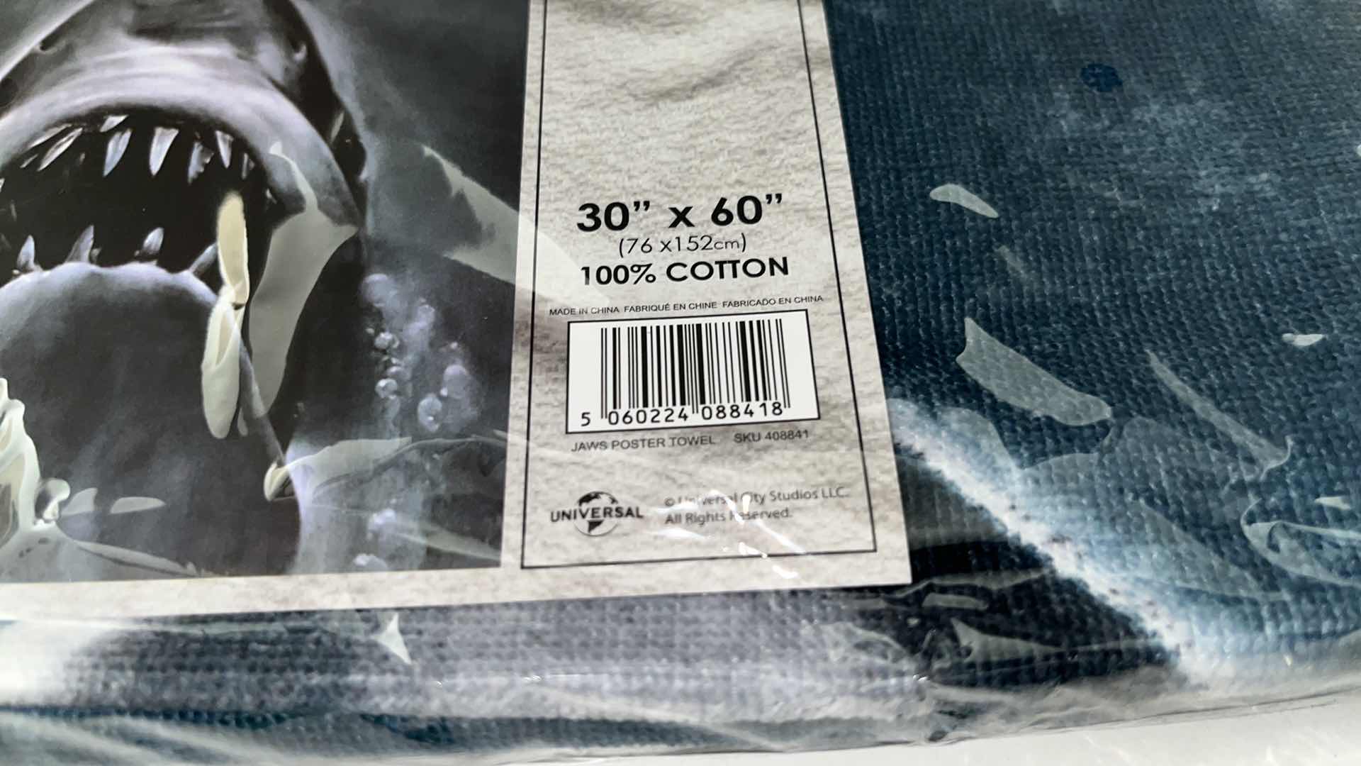 Photo 1 of BRAND NEW FACTORY ENTERTAINMENT 30” X 60” BEACH/BATH TOWEL, JAWS (1)