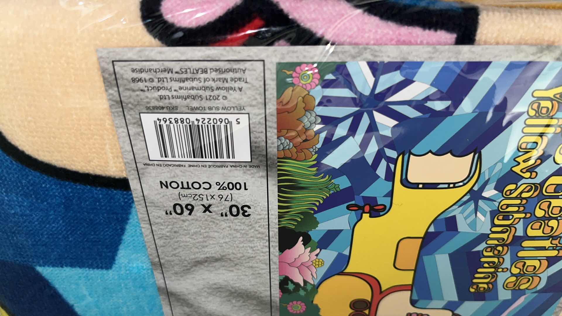 Photo 1 of BRAND NEW FACTORY ENTERTAINMENT 30” X 60” BEACH/BATH TOWEL, THE BEATLES YELLOW SUBMARINE (1)