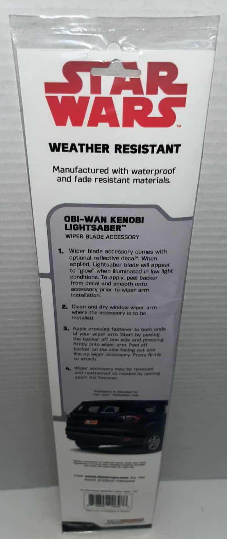 Photo 1 of BRAND NEW FANWRAPS STAR WARS OBI-WAN KENOBI LIGHTSABER REAR WIPER BLADE ACCESSORY, WEATHERPROOF W REFLECTIVE FINISH (1)