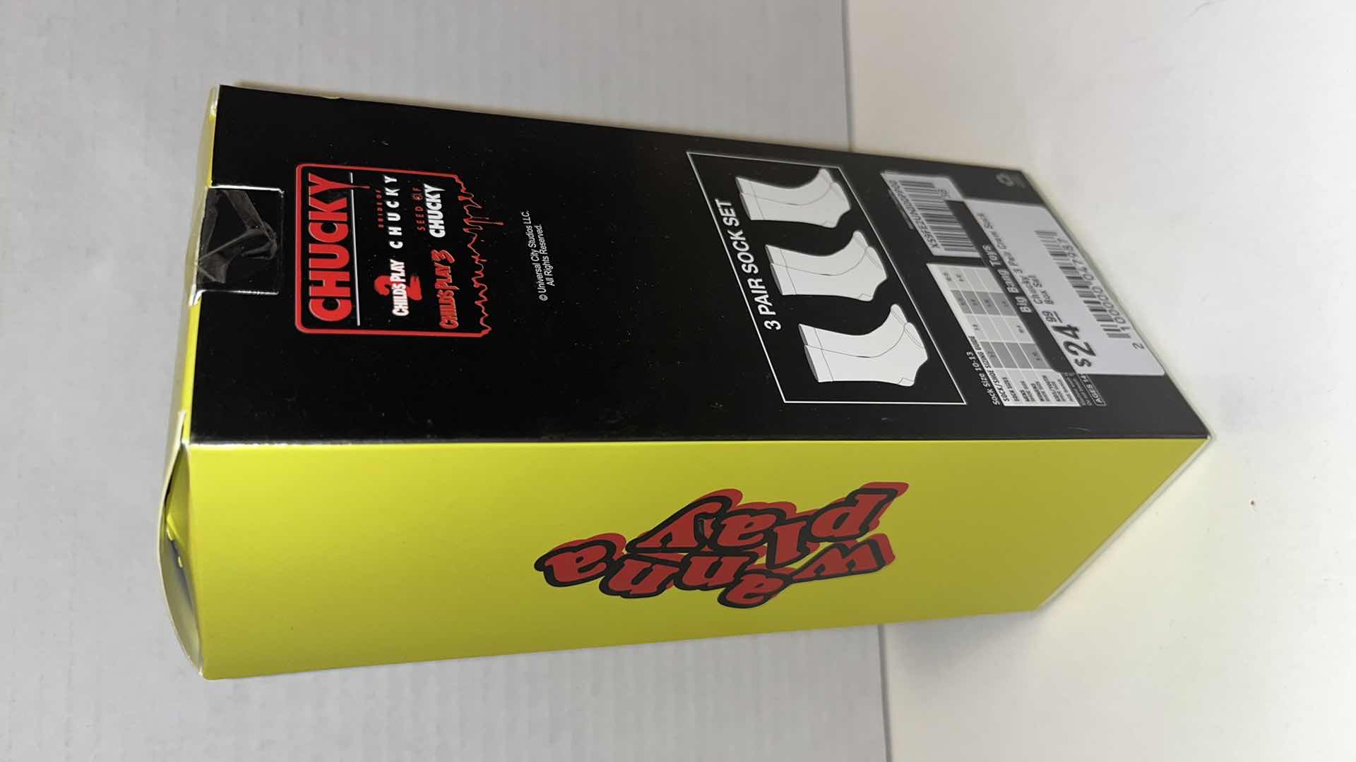 Photo 1 of NEW CHUCKY WANNA PLAY CREW SOCKS, 3 PAIR (ADULT 10-13)