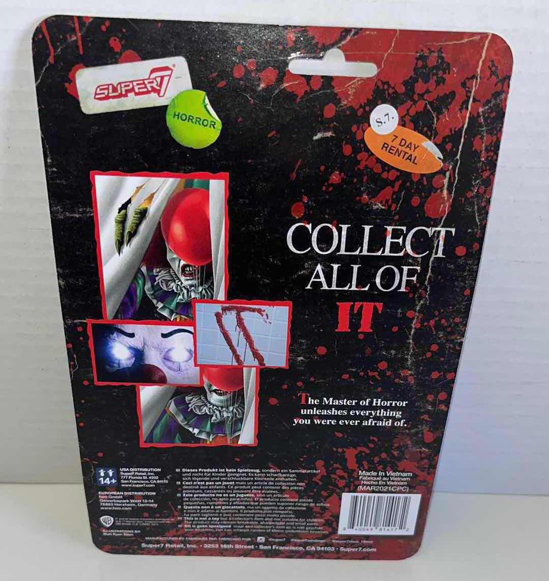 Photo 1 of NEW SUPER7 REACTION FIGURES, IT MOVIE “MONSTER PENNYWISE” (1)