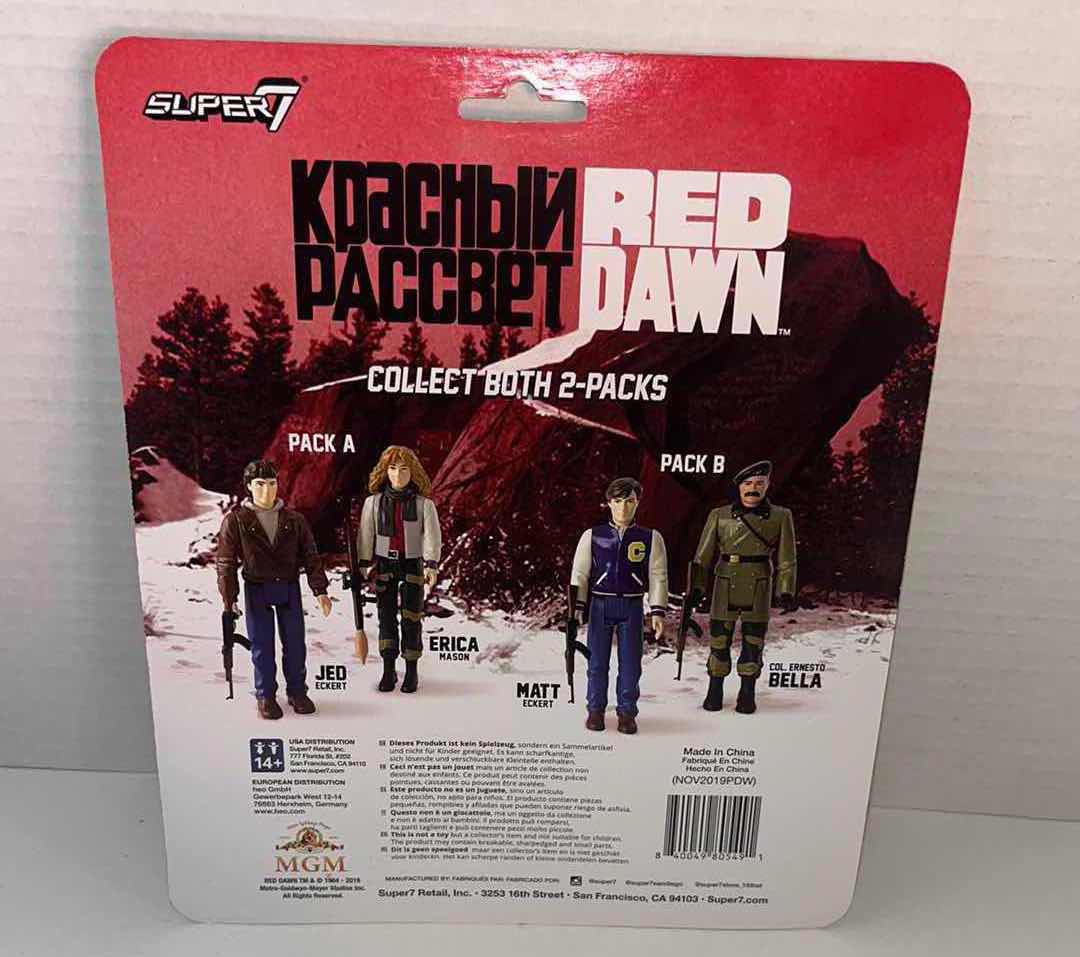 Photo 1 of NEW SUPER7 REACTION FIGURES, RED DAWN TWO-PACK, “MATT ECKERT” & “COL. ERNESTO BELLA” PACK B  (1)