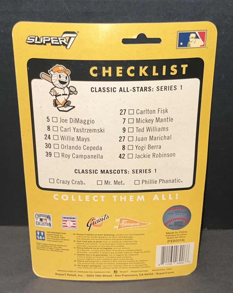 Photo 1 of NEW SUPERSPORTS BY SUPER7 CLASSIC ALL-STARS ACTION FIGURE, SAN FRANCISCO GIANTS CIRCA 1965 WILLIE MAYS #24