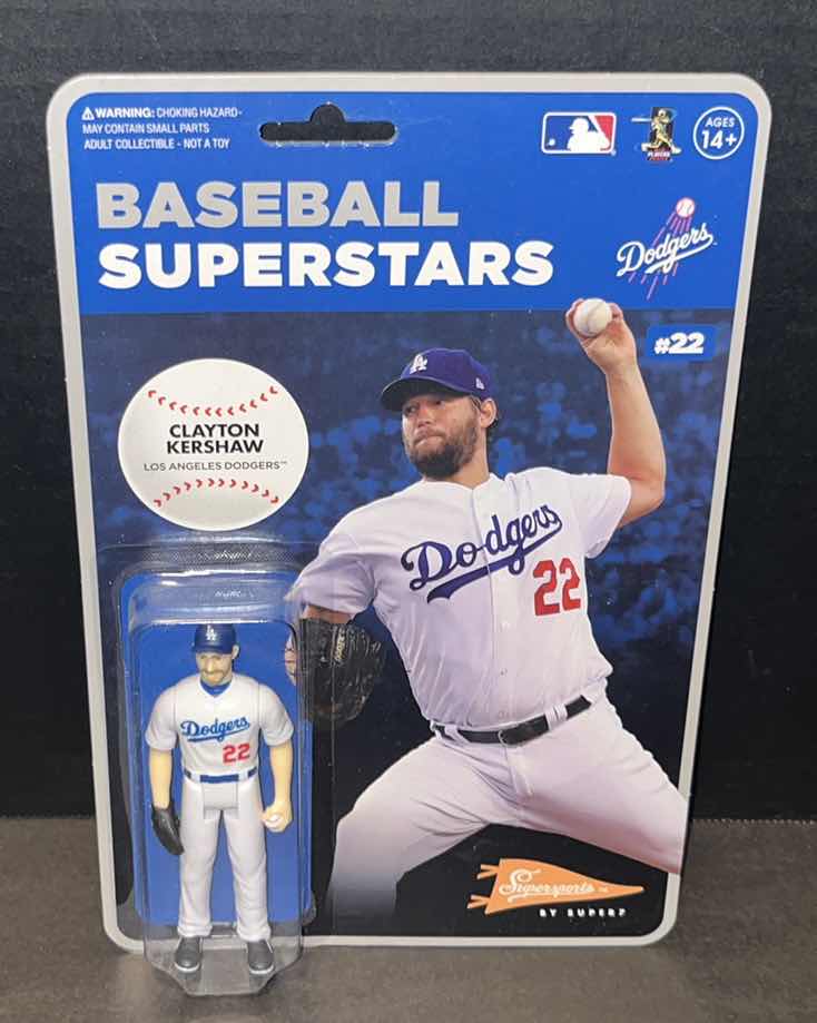 Photo 1 of NEW SUPERSPORTS BY SUPER7 BASEBALL SUPERSTARS ACTION FIGURE, LOS ANGELES DODGERS CLAYTON KERSHAW #22