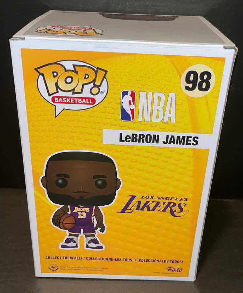 Photo 1 of NEW FUNKO POP! BASKETBALL VINYL FIGURE, #98 LOS ANGELES LAKERS 10” LEBRON JAMES (PURPLE JERSEY)