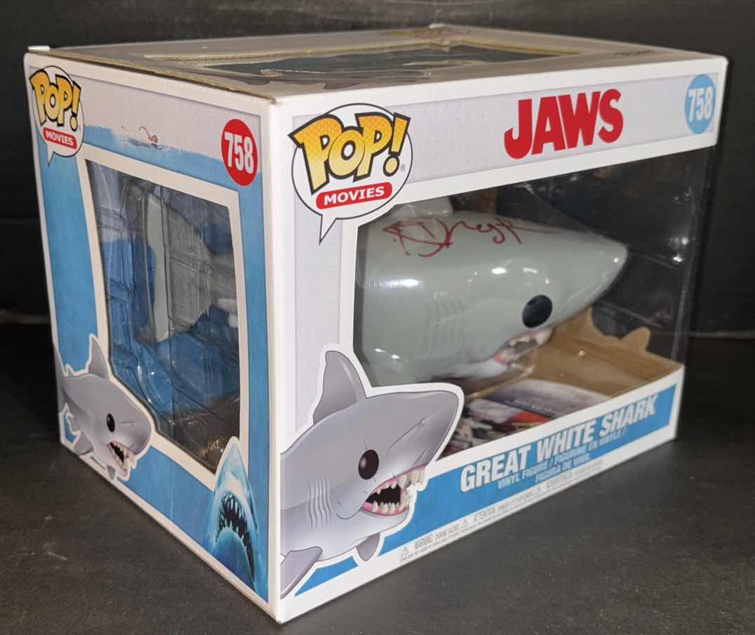 Photo 1 of NEW FUNKO POP! MOVIES VINYL FIGURE, RICHARD DREYFUSS SIGNED #758 JAWS GREAT WHITE SHARK, JSA COA INCLUDED $250.00