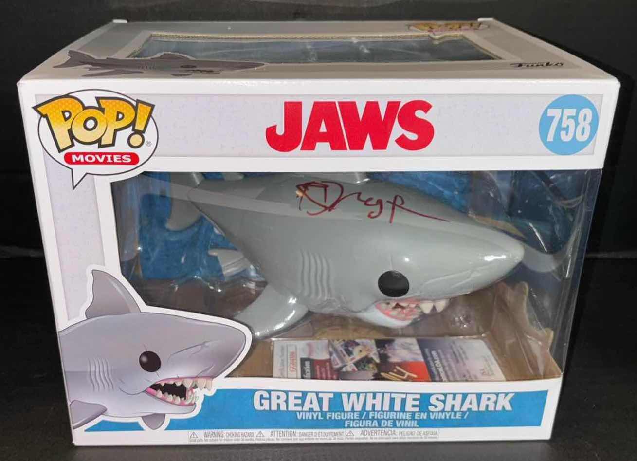Photo 1 of NEW FUNKO POP! MOVIES VINYL FIGURE, RICHARD DREYFUSS SIGNED #758 JAWS GREAT WHITE SHARK, JSA COA INCLUDED $250.00