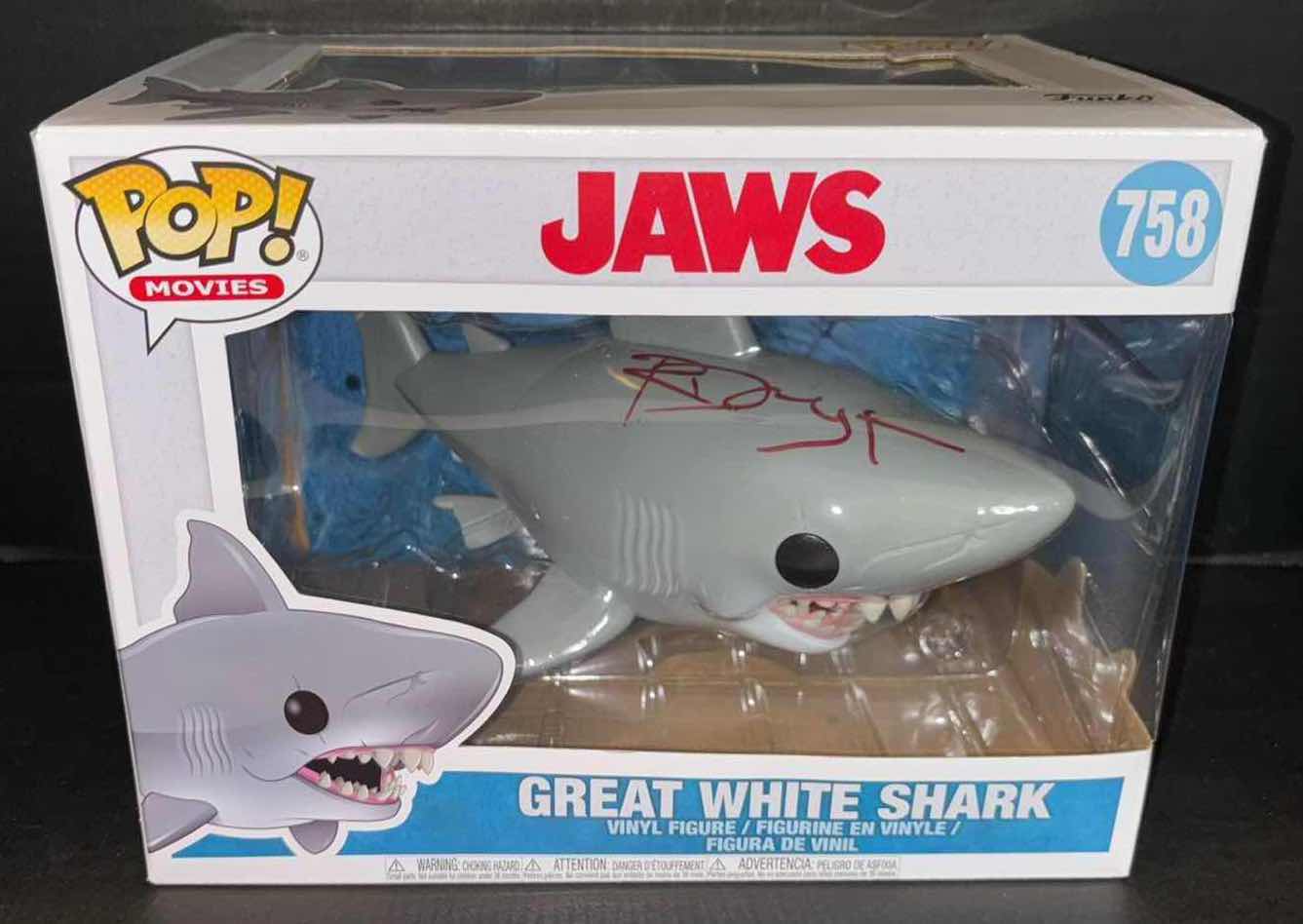 Photo 1 of NEW FUNKO POP! MOVIES VINYL FIGURE, RICHARD DREYFUSS SIGNED #758 JAWS GREAT WHITE SHARK