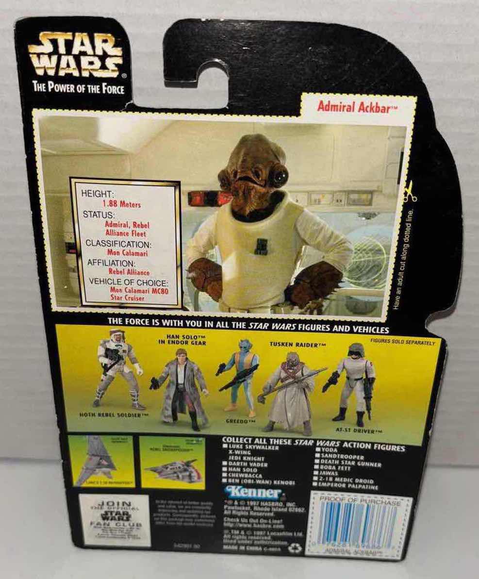 Photo 1 of NEW KENNER STAR WARS THE POWER OF THE FORCE ACTION FIGURE, ADMIRAL ACKBAR W COMLINK WRIST BLASTER