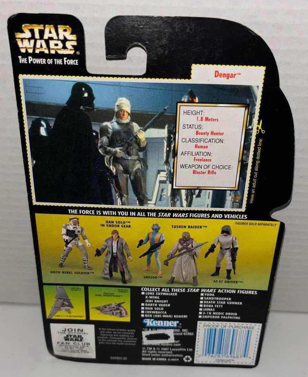 Photo 1 of NEW KENNER STAR WARS THE POWER OF THE FORCE ACTION FIGURE, DENGAR W BLASTER RIFLE