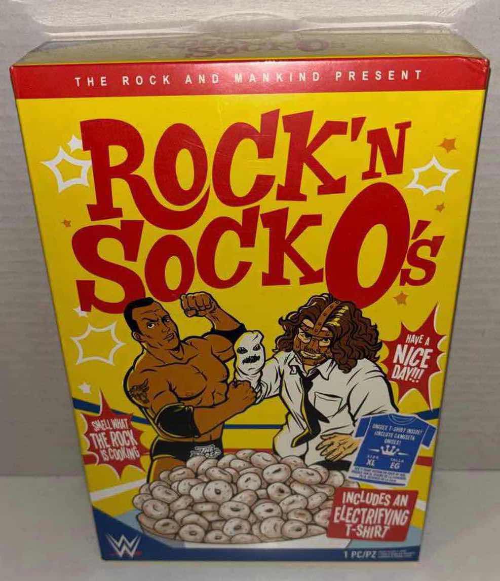 Photo 1 of NEW FUNKO WWE THE ROCK & MANKIND PRESENT ROCK N SOCK O’S UNISEX T-SHIRT, SIZE X-LARGE 