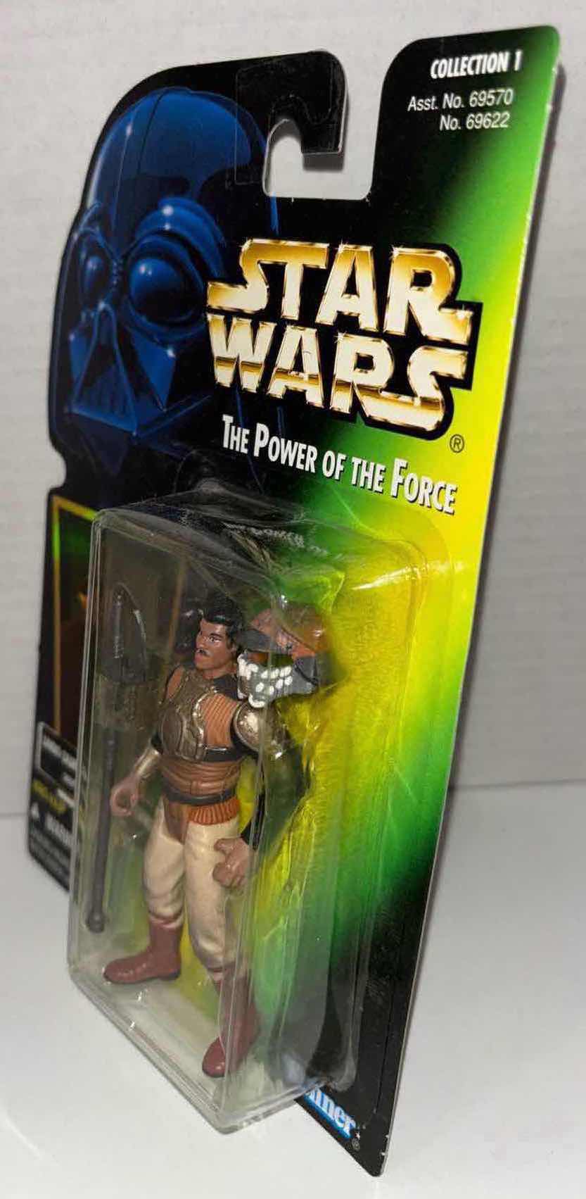 Photo 1 of NEW KENNER STAR WARS THE POWER OF THE FORCE ACTION FIGURE, LANDO CALRISSIAN AS SKIFF GUARD W SKIFF GUARD FORCE PIKE