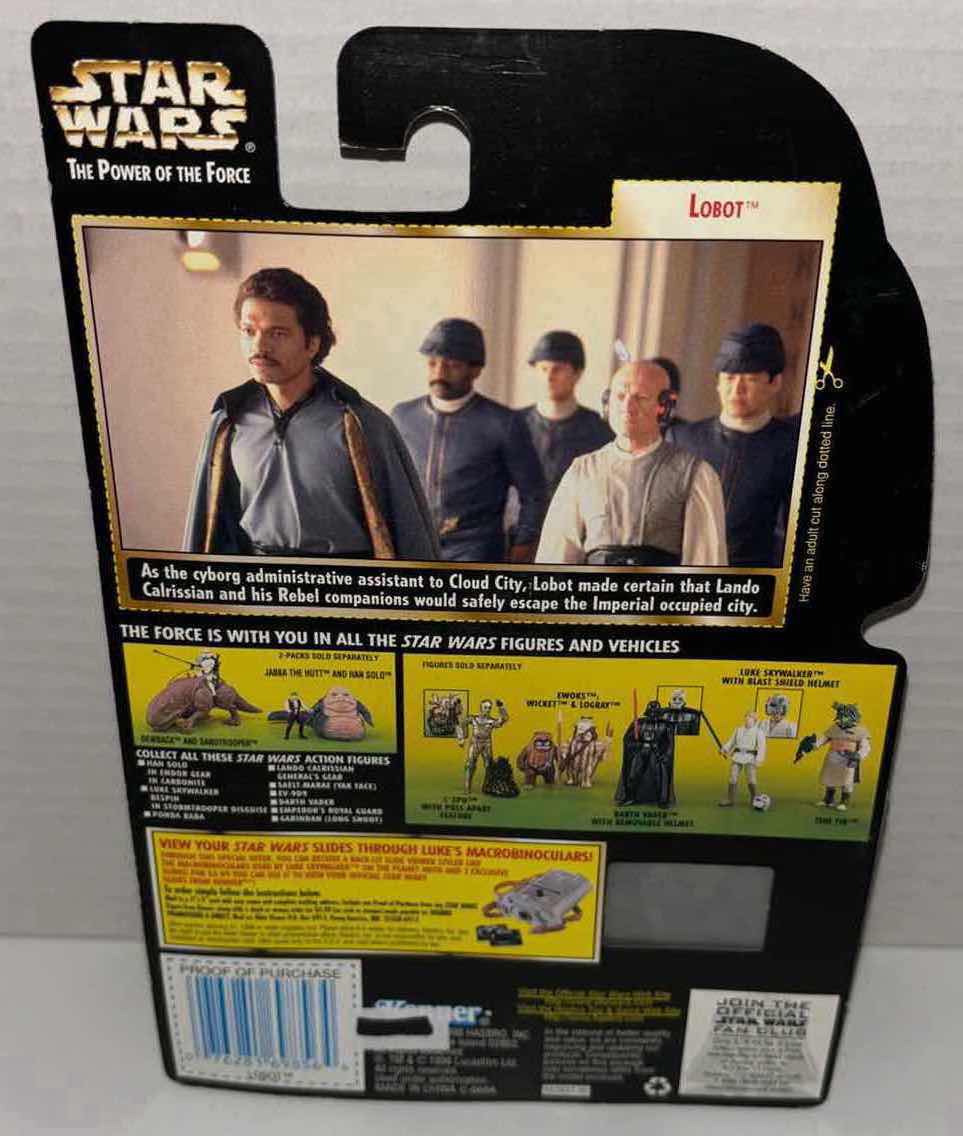 Photo 1 of NEW KENNER STAR WARS THE POWER OF THE FORCE ACTION FIGURE, LOBOT W BLASTER PISTOL, TRANSMITTER & FREEZE FRAME ACTION SLIDE