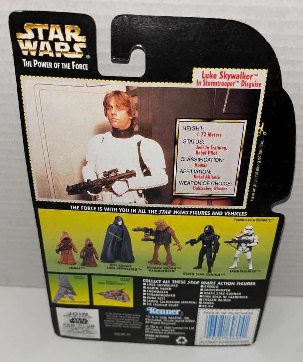 Photo 1 of NEW KENNER STAR WARS THE POWER OF THE FORCE ACTION FIGURE, LUKE SKYWALKER IN STORMTROOPER DISGUISE W IMPERIAL ISSUE BLASTER