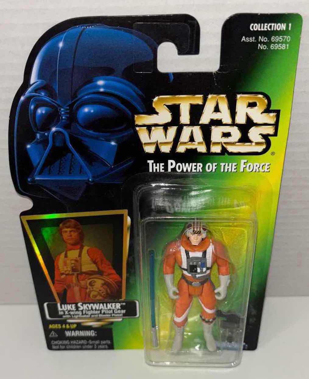 Photo 1 of NEW KENNER STAR WARS THE POWER OF THE FORCE ACTION FIGURE, LUKE SKYWALKER IN X-WING FIGHTER PILOT GEAR W LIGHTSABER & BLASTER PISTOL