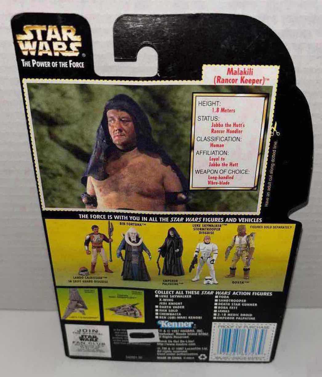 Photo 1 of NEW KENNER STAR WARS THE POWER OF THE FORCE ACTION FIGURE, MALAKILI (RANCOR KEEPER) W LONG-HANDLED VIBRO-BLADE